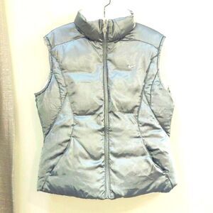Nike Reversible Silver/Gray and White Quilted Duck Down Puffer Vest Sz L